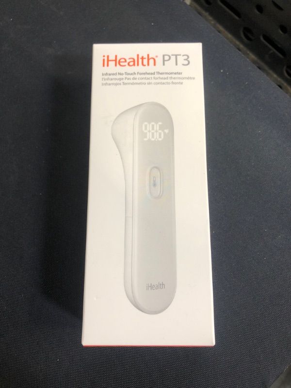 Photo 2 of iHealth No-Touch Forehead Thermometer, Digital Infrared Thermometer for Adults and Kids, Touchless Baby Thermometer, 3 Ultra-Sensitive Sensors, Large LED Digits, Quiet Vibration Feedback, Non Contact
 EXP 05/21/22