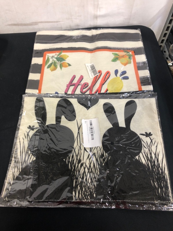 Photo 3 of 2PC LOT, Unves Summer Garden Flag 12.5 x 18 Inch, Burlap Stripe Hello Summer Garden Flag, Double Sided Summer Flag for House Yard Outdoor Decoration, 
Easter Garden Flag Some Bunny Loves You Heart Silhouettes Vertical Double Sided Burlap 12.5 x 18 Inch Su