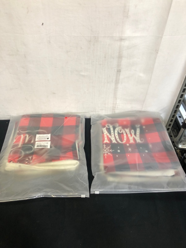 Photo 2 of Christmas Throw Pillow Covers 18x18 Inch Set of 4, Linen Christmas Pillowcase Black and Red Buffalo Plaid Pillow Case Farmhouse Christmas Decorations for Home & Sofa
 2 COUNT 