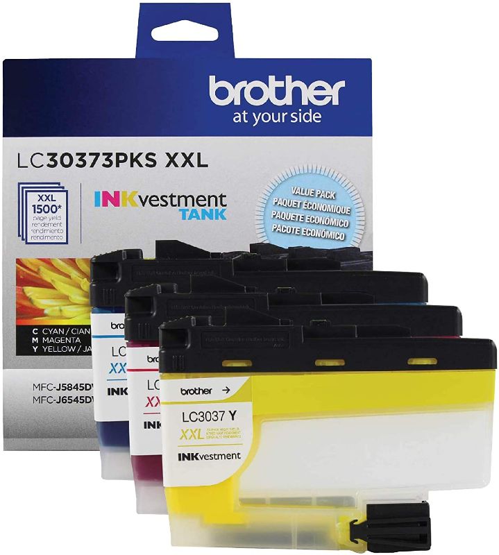 Photo 1 of Brother Genuine LC30333PKS 3-Pack Super High-yield INKvestment Tank Ink Cartridges; Includes 1 Cartridge Each of Cyan Magenta & Yellow Page Yield u
