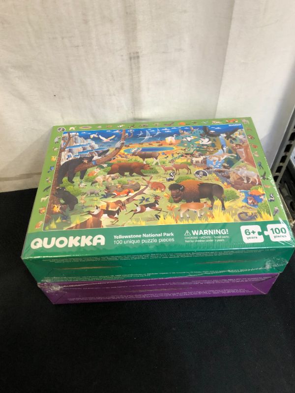 Photo 2 of 100 Pieces Floor Puzzles for Kids Ages 3-5 – 2 Jigsaw Toddler Puzzles 4-8 Years Old by QUOKKA – Games for Learning USA Map and National Park - Gift United States Toy to Boy and Girl Age 6-8-10
