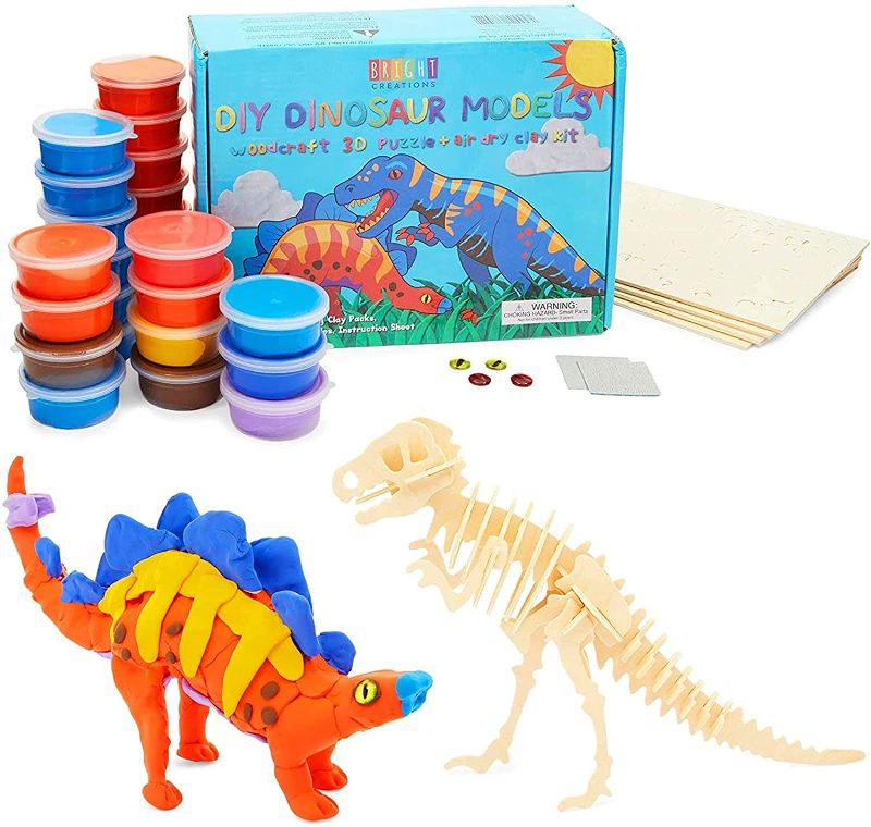 Photo 1 of Air Dry Modeling Clay Kit for Kids, Build Your Own Dinosaur, T-Rex, Stegosaurus
