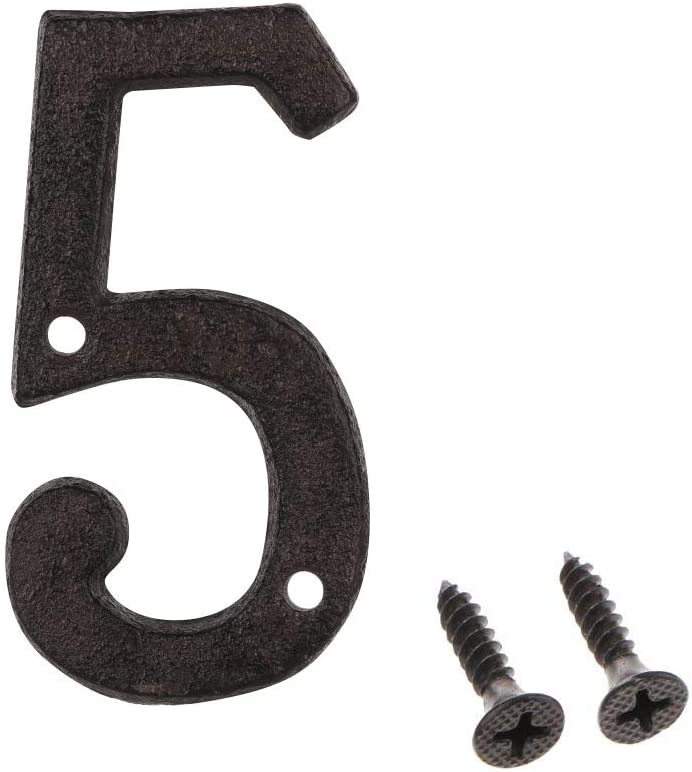 Photo 1 of 5.5 inch House Address Numbers, Metal Home Address Number, Wrought Iron Numbers for Houses Mailbox, Matching Screws Included, Black Number 5
2 pack 