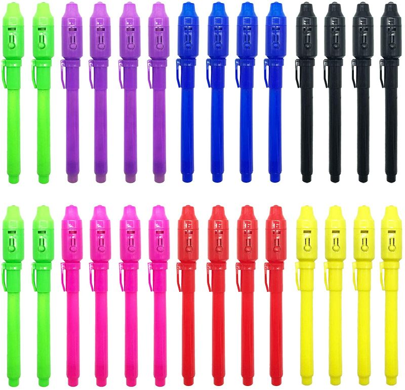 Photo 1 of SCStyle Invisible Ink Pen 28Pcs Latest Spy Pen with UV Light Magic Spy Marker Kid Pens for Secret Birthday Message Party,Writing Secret Information Easter Day Halloween Christmas Party Bag Gift
