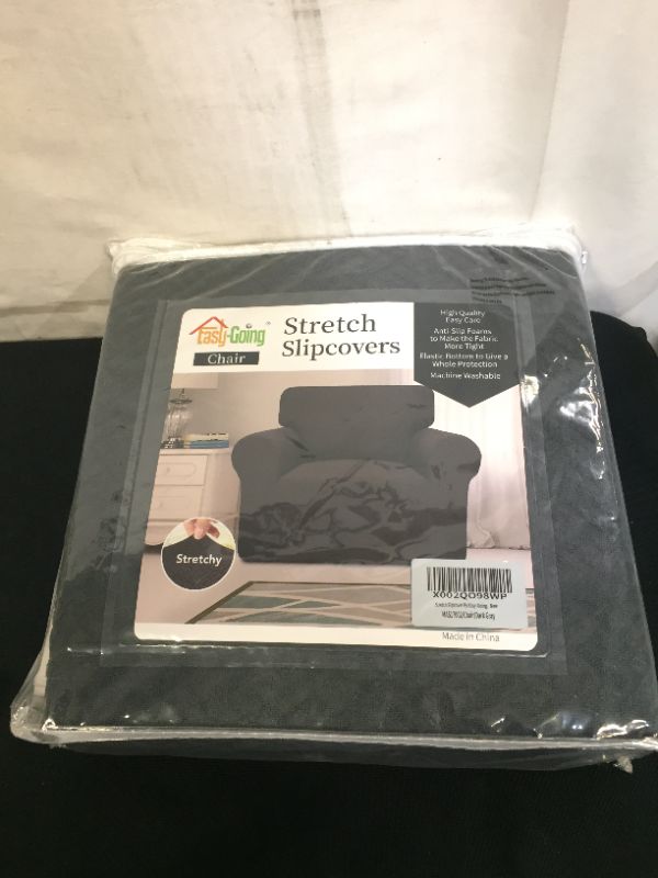 Photo 1 of Easy-Going Stretch Jacquard Chair Couch Cover, 1-Piece Soft Sofa Cover, Sofa Slipcover with Anti-Slip Foams, Washable Furniture Protector for Kids, Pets (Chair, Dark Gray)
