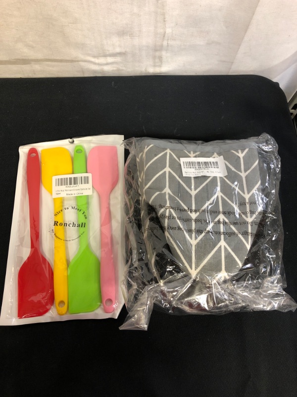 Photo 1 of 2PC KITCHEN TOOLS, OVEN MITS, 4PC SILICONE SPATULAS