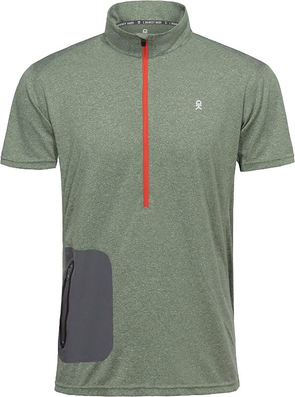 Photo 1 of Little Donkey Andy Men's Half Zip Stand-Collar Short Sleeve Running Top, GREEN 
 SIZE XL 