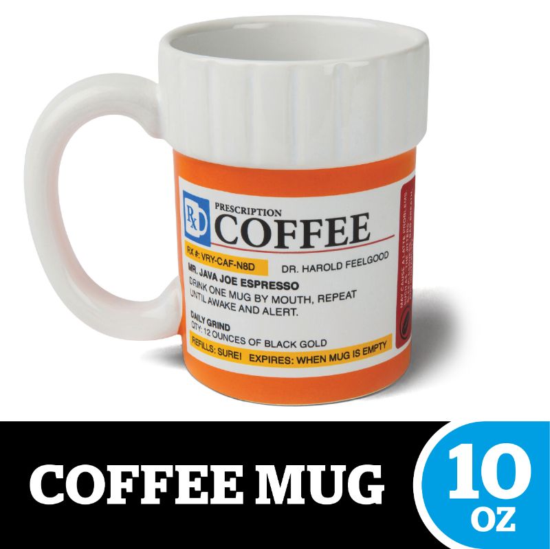 Photo 1 of BigMouth Inc. the Prescription Coffee Mug – Hilarious 12 Oz Ceramic Coffee Cup in the Shape of a Pill Bottle – Perfect for Home or Office Makes a
