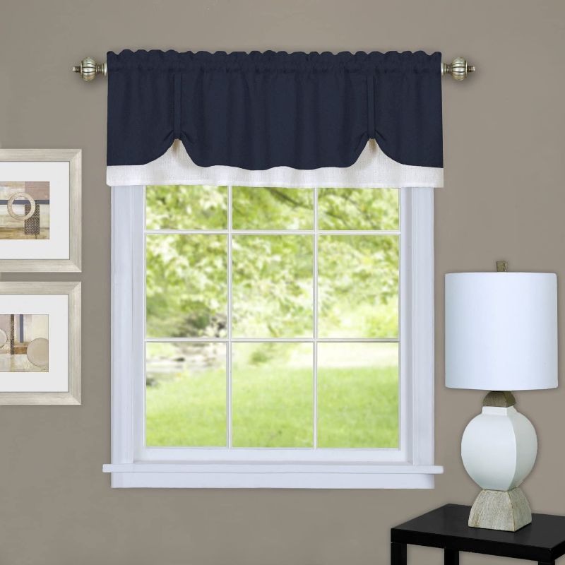 Photo 1 of Achim Home Furnishings, Navy/White DRVL14NW12 Darcy Window Curtain Valance, 58" x 14"
