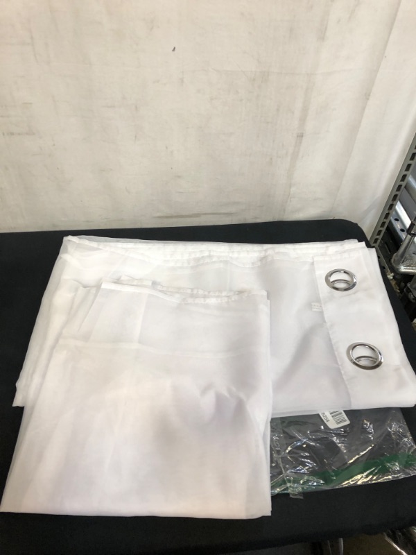 Photo 2 of  White Sheer Curtains - Semi Transparent Voile Grommet Window Drapes for Living Room/Bedroom, Set of 2 Panels 52"X 96"