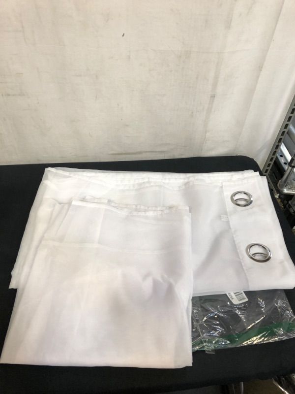 Photo 2 of  White Sheer Curtains - Semi Transparent Voile Grommet Window Drapes for Living Room/Bedroom, 52X 96 Inch Long, Set of 2 Panels