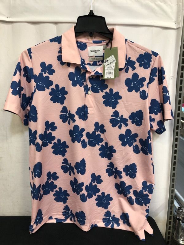 Photo 2 of Men's Short Sleeve Performance Polo Shirt - Goodfellow & Co™, PINK FLORAL PRINT 
 SIZE L 