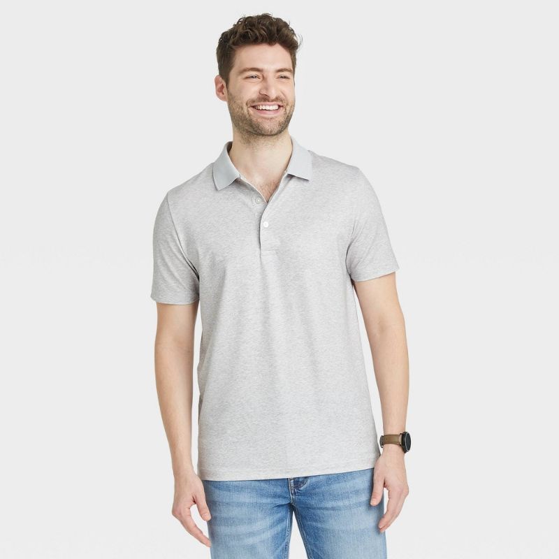 Photo 1 of Men' Hort Leeve Performance Polo Hirt - Goodfellow & Co™, GREY, SIZE S 