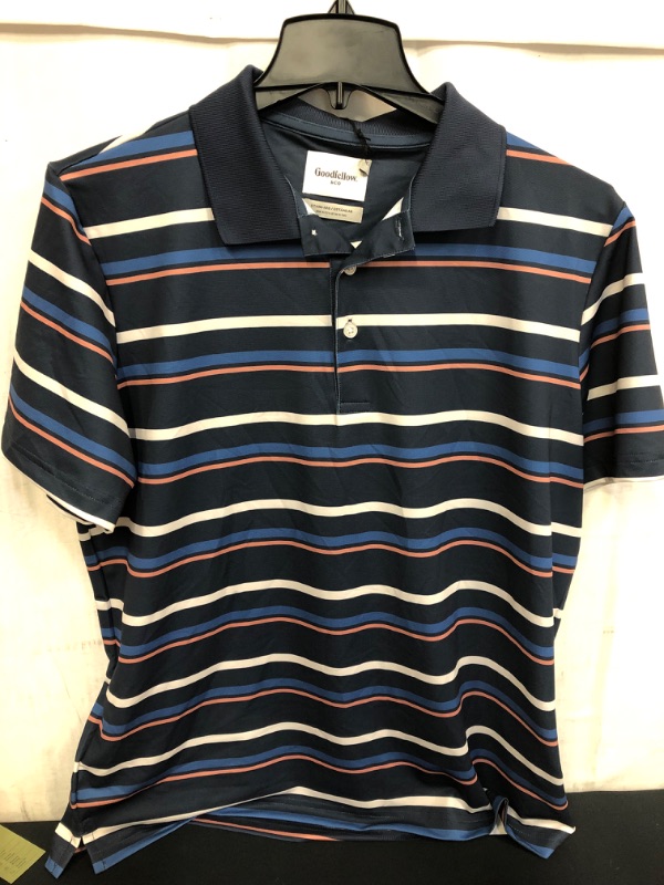 Photo 2 of Men's Striped Short Seeve Performance Poo Shirt - Goodfeow & Co™ SIZE L

