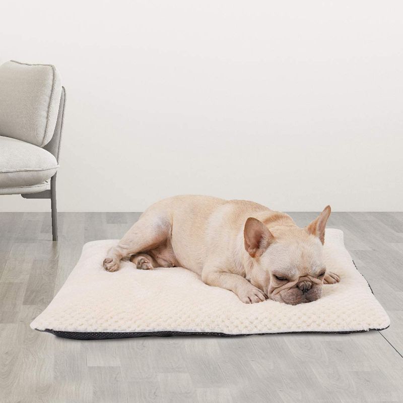 Photo 1 of DogLemi Winter Plush Dog Bed Pad Instulation Warm Indoor Cat Pet Mat Thermal Cozy Cushion Water Mattress for Small Medium Large Dogs(18''x18''(45x45cm), Grey with Beige Cover)
