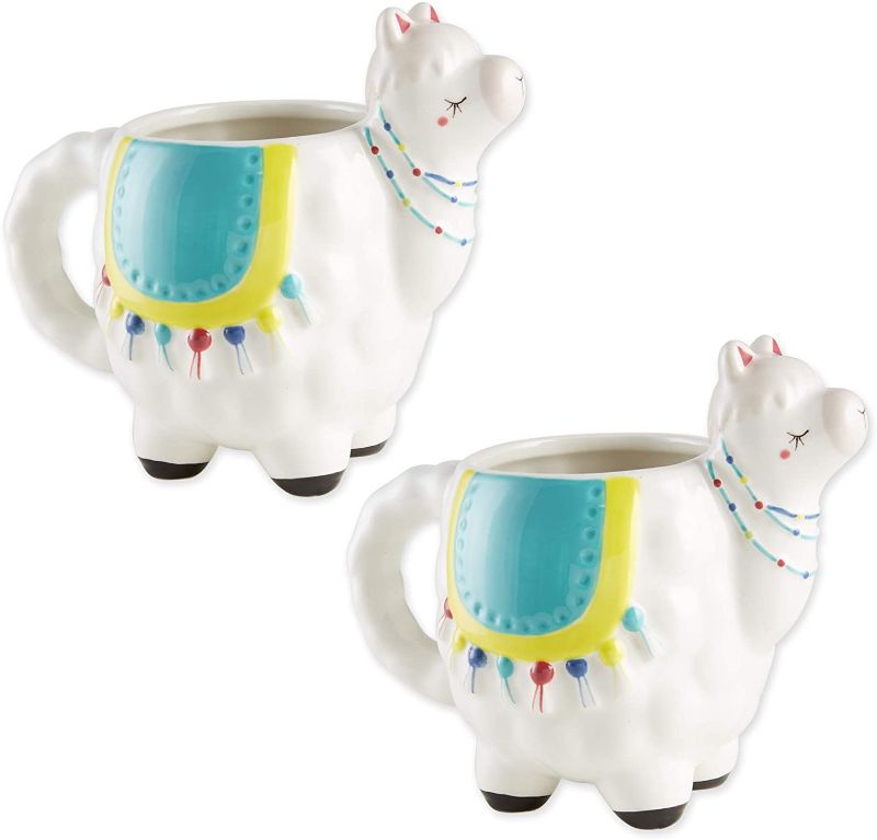 Photo 1 of DII Ceramic Mug Collection Handpainted, 12 Ounce, Llama, 2 Piece
