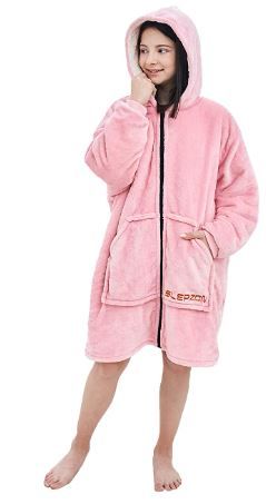 Photo 1 of SLEPZON Blanket Hoodie | Oversized Wearable Blanket - Deep Pockets, Comfy Sleeves, Front Zipper - Deluxe Fleece Sweatshirt Blanket - ONE SIZE 
