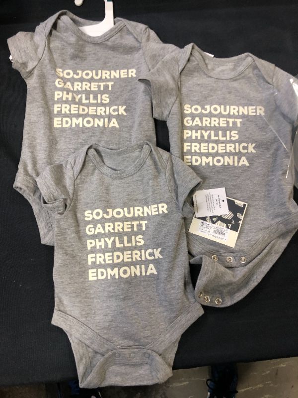 Photo 2 of 3 pack Black History Month Baby Historical Names Bodysuit - Light Gray