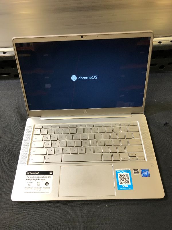 Photo 10 of LAPTOP ONLY - HP 14" Touchscreen Chromebook Laptop with Chrome OS - Intel Processor - 4GB RAM Memory - 64GB Flash Storage - Mineral Silver (14a-na0037nr) - MISSING INSTRUCTIONS / CHARGER / ORIGINAL BOX - SCRATCH ON SCREEN - SCRATCHES AROUND ITEM FROM NOT 