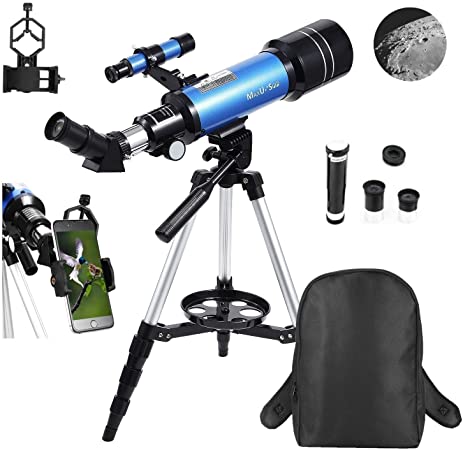 Photo 1 of  Refractor Telescope for Kids & Beginners, Travel Telescope with Backpack & Adjustable Tripod for Moon Viewing Bird Watching Sightseeing