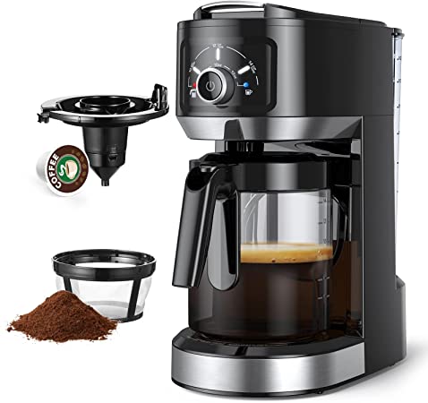 Photo 1 of 14 Cup Coffee Maker with Single Serve Option, Coffee Maker 2 Way Brewer, Dual Coffee Maker Compatible with K-Cup Pods and Ground Coffee, Black
