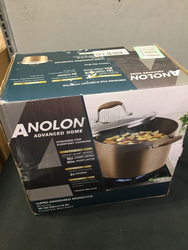 Photo 2 of Anolon Advanced Home Hard-Anodized Nonstick Wide Stock Pot/Stockpot (10-Quart, Bronze)