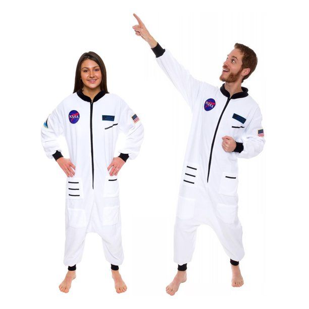 Photo 1 of One Piece Astronaut Pajamas - Adult Space Jumpsuit Cosplay Costume by Silver Lilly (White, X-Large)
