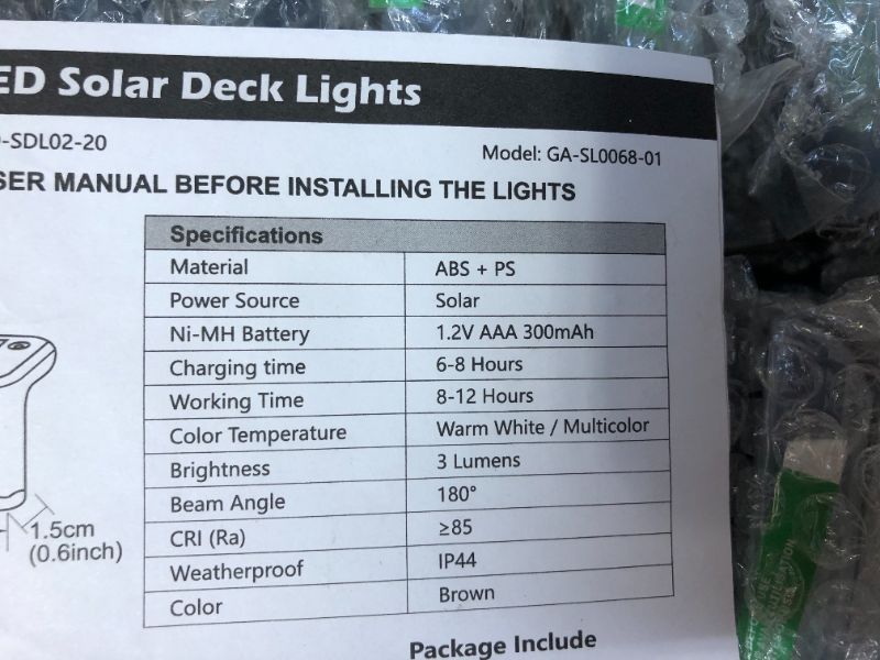Photo 3 of 20-Pack Solar Deck Lights, Solar Powered Step Light Waterproof, LED Outdoor Fence Lighting Bronze Finished for Decks Stairs Patio Path Yard Garden Decor, Warm White
