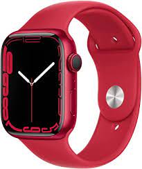 Photo 1 of Apple Watch Series 7 [GPS 45mm] Smart Watch w/ (Product) RED Aluminum Case with (Product) RED Sport Band. Fitness Tracker