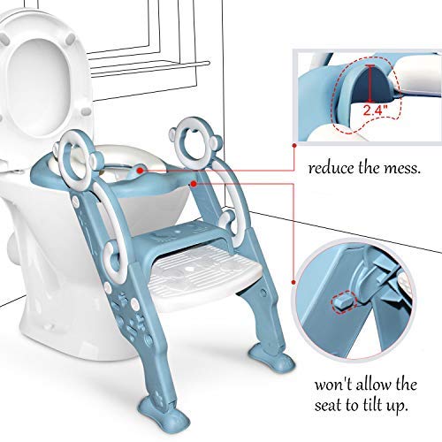 Photo 1 of GrowthPic Toddler Toilet Seat with Step Stool Ladder for Boy and Girl Baby, Potty Training Seat Kid's Toilet Trainer with Splash Guard (Blue)
