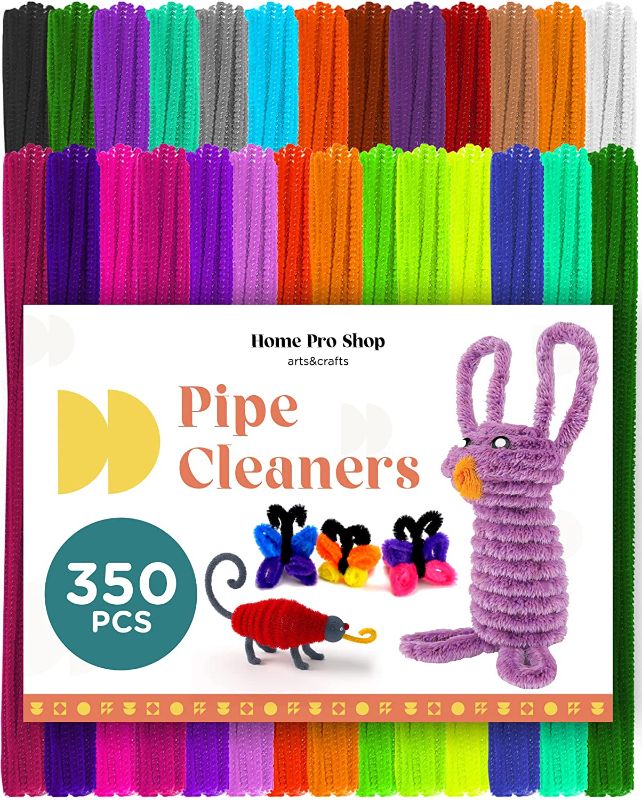 Photo 1 of HomeProShop 350 Pcs Pipe Cleaners Craft Supplies - 6mm x 12inch Chenille Stems/Craft Pipe Cleaners in 30 Colors
