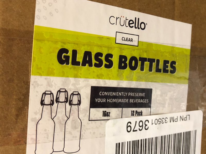 Photo 2 of Crutello 16 Ounce Clear Glass Flip Top Beer Bottles for Brewing - Beer, Kombucha, Soda, Juice - 12 Pack Glass Bottle for Fermentation, Storage, Drinking
