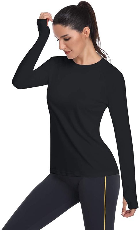 Photo 1 of HISKYWIN Women's UPF50+ Sun Protection Long Sleeve Outdoor T-Shirt Athletic Top Thumbhole Rashguards Hiking Runing Fishing
