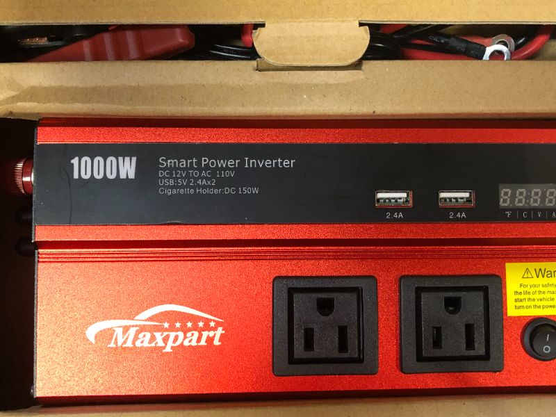 Photo 3 of Maxpart 1000W Power Inverters,Car Power Inverter 1000W Inverter 12v to 110v AC Converter with Dual AC Outlets 2.4A USB Inverter and Dual 12V Car Cigarette Lighter for Truck/RV Power Converter Car
