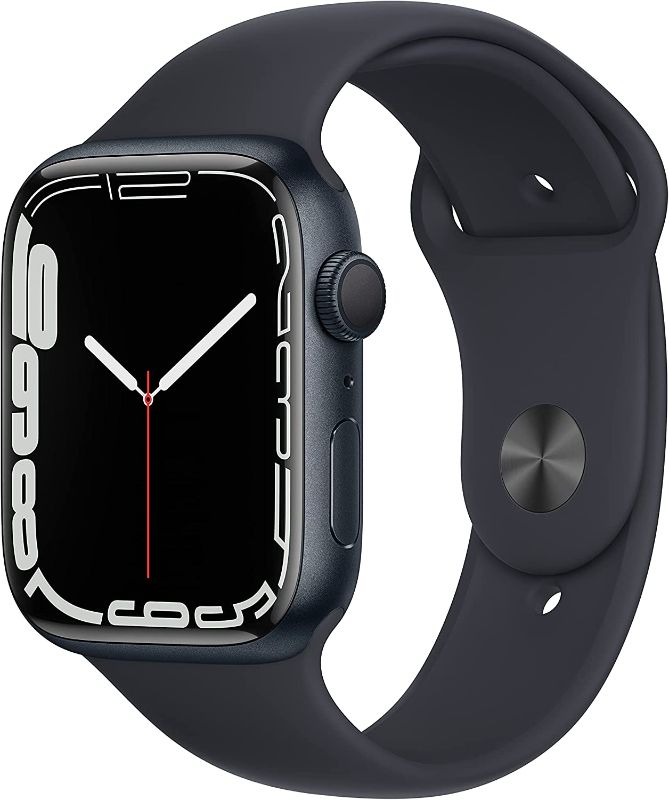 Photo 1 of Apple Watch Series 7 [GPS 45mm] Smart Watch w/ Midnight Aluminum Case with Midnight Sport Band. Fitness Tracker, Blood Oxygen & ECG Apps, Always-On Retina Display, Water Resistant - SEALED
