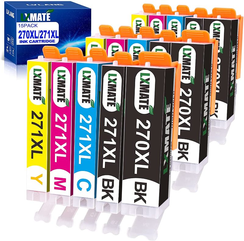Photo 1 of LXMATE Compatible Ink Cartridge Replacement for Canon PGI-270XL CLI-271XL, Worked with Canon MG7720 MG6820 TS6020 TS9020 Printer (3 Large Black,3 Small Black,3 Cyan,3 Magenta,3 Yellow ) 15 Pack
