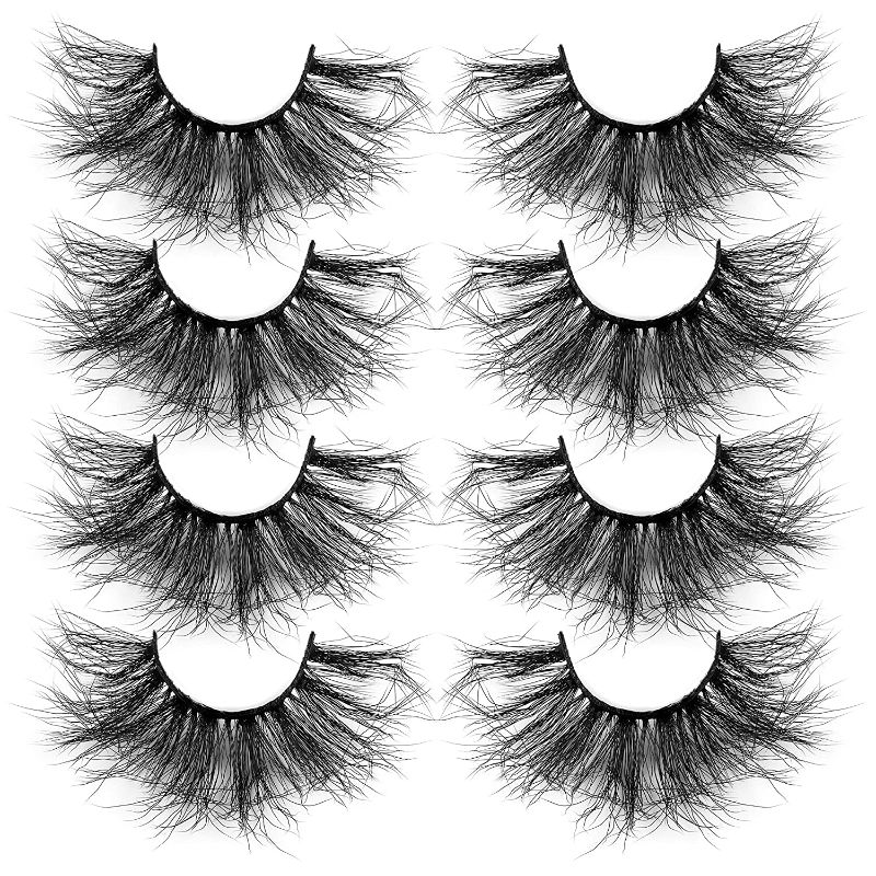 Photo 1 of Mink lashes Fluffy Dramatic Long Fake Eyelashes 25mm Mixed Soft Reusable False lashes Pack 4 Pairs By ZEGAINE - 5 PACK
