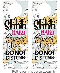 Photo 2 of Bundle of 2 !!!!!!!HEETA Hair Scalp Massager Brush, Funny Baby Sleeping Sign, Door Hanger, Funny Baby Room Decorative, 2 Pack, Double Sided, Ideal for Home, Bathroom, Bedroom, Baby Room
