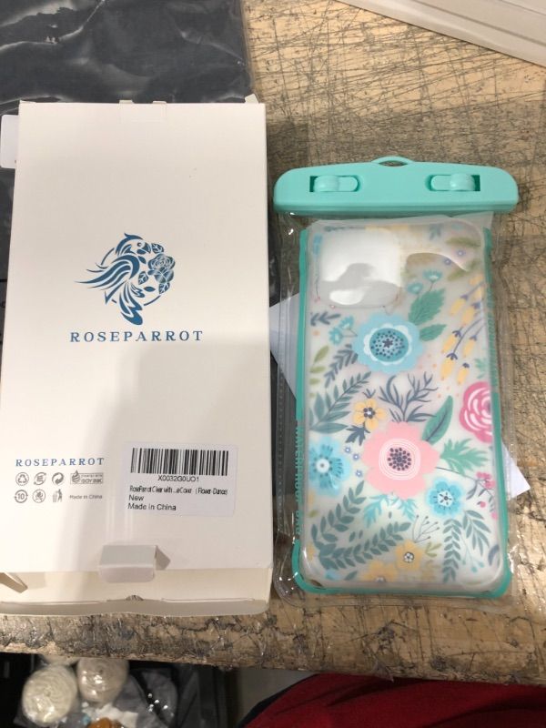 Photo 3 of RoseParrot [4 in 1] iPhone 11 Case with Ring Holder + Waterproof Pouch, Clear with Floral Pattern Design, Soft&Flexible Bumper Shockproof Protective Cover (Flower-Dance)
SET OF 2