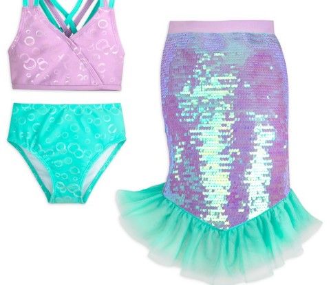 Photo 1 of disney mermaid swimming costume 3 pc size 5/6