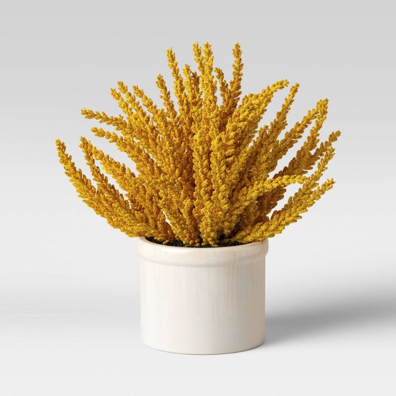 Photo 1 of 10" X 10" Goldenrod Artificial Plant Arrangement Yellow - Threshold™
