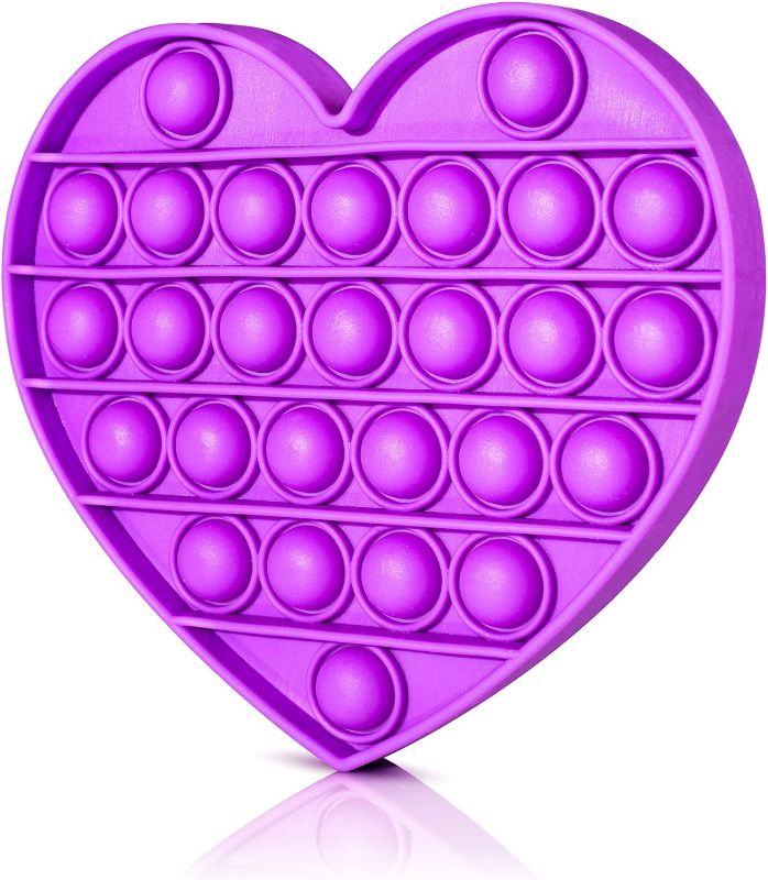 Photo 1 of ( 5 ITEMS) Dookeh Bubble Pop Fidget Toy - Push Pop Bubble Fidget Sensory Toy (Hearth, Purple_Hearth)
