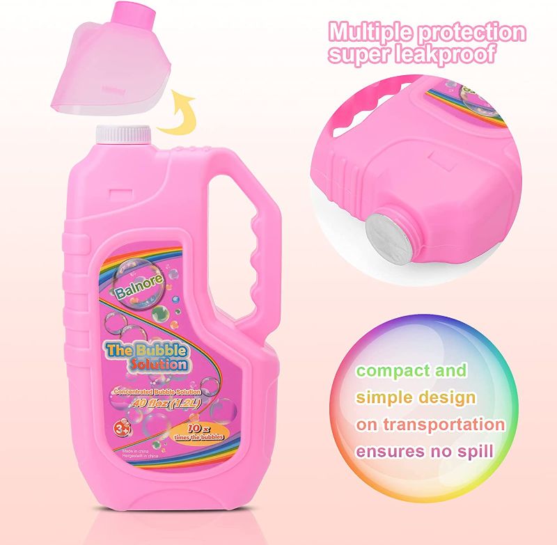 Photo 1 of Balnore Bubble Solution Refill (up to 3 Gallon) 40 oz Big Bubbles Concentrated with Pour Funnel, Bubble Liquid for Bubble Machine, Bubble Wand, Bubble Gun, Bubble Mower, Bubble Toys
