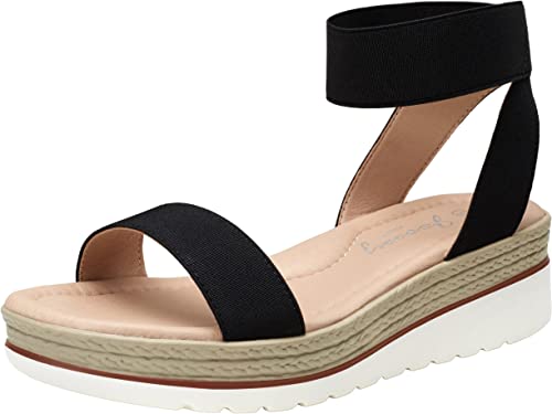 Photo 1 of Jeossy Women's Wedge Sandals 18 Comfort Platform Sandals Soft Stretch Textile Upper Summer Shoes SIZE 8
