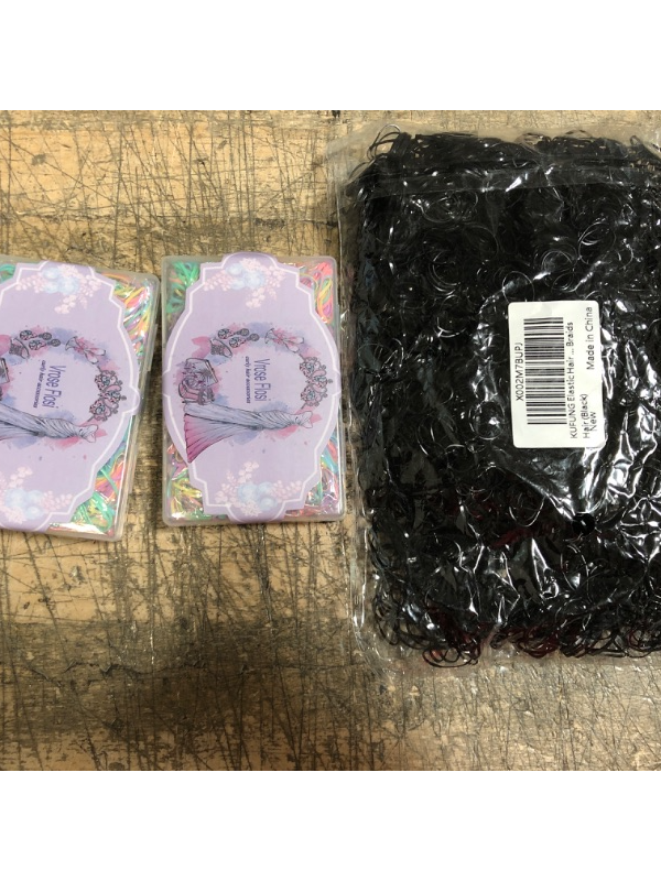 Photo 1 of BUNDLE OF 3 PACKS OF ELASTIC HAIR TIES---2 COLORFUL PACKS ON LARGE BLACK PACK
