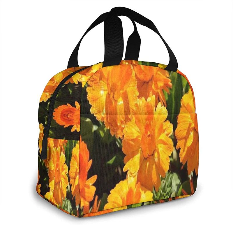 Photo 1 of Calendula Flower Lunch Bag for Women Girls Kids Portable Foldable Insulated Lunch Box Reusable Waterproof Picnic Cooler Bag Leakproof Soft Bags for Lunch Box Camping, Travel, Fishing
