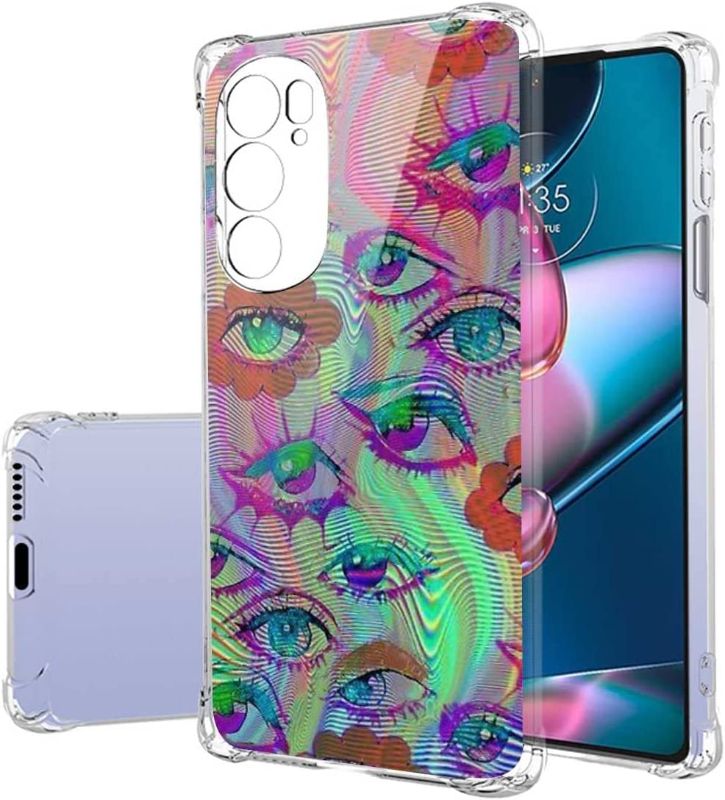 Photo 1 of Compatible with Motorola Edge Plus 2022/Moto Edge Plus 5G UW 2022/ Edge 30 Pro Case, Psychedelic Trippy Eyes Flower Hippie Magic Graphic Design for MOTO Case Girls Women,Soft TPU Stylish Case for MOTO
