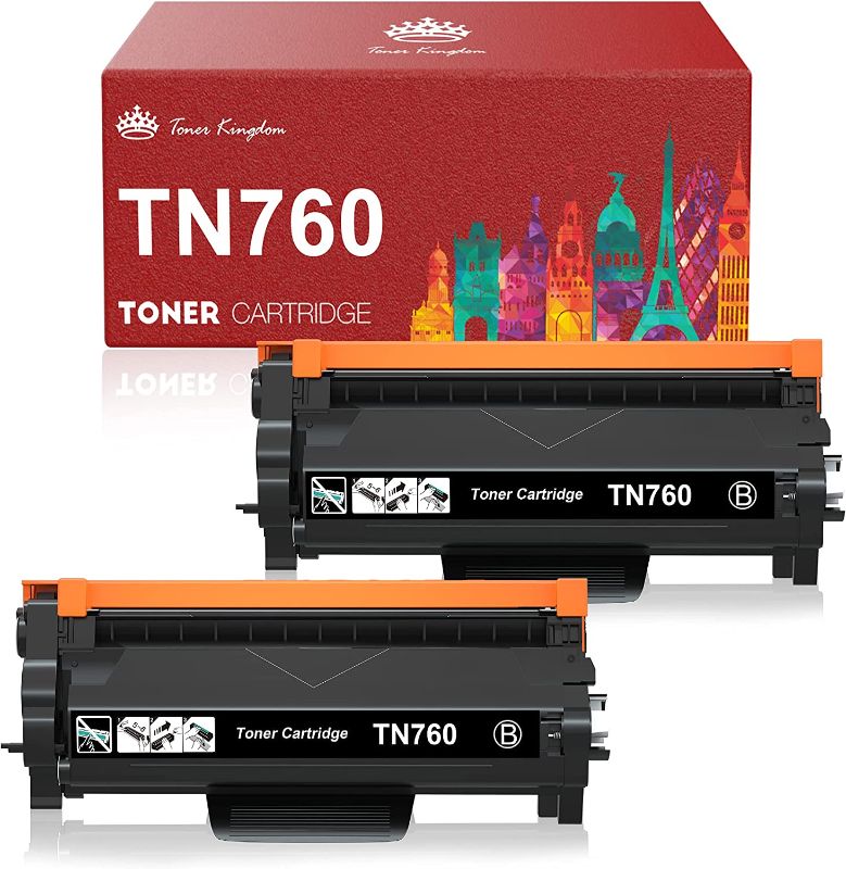 Photo 1 of Toner Kingdom Compatible TN-760 Toner-Cartridge Replacement for Brother TN760 TN730 TN 730 to Use with HL-L2350DW MFC-L2710DW HL-L2370DWXL HL-L2395DW DCP-L2550DW HL-L2390DW (2 Black)
