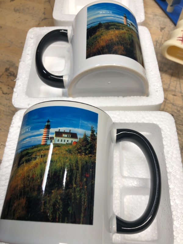 Photo 2 of 2 pack - 3dRose mug_80867_4"Quoddy Head Lubec Maine Lighthouse" Two Tone Black Mug, 11 oz, Multicolor
