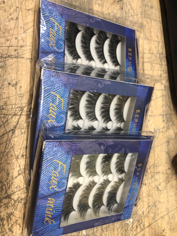 Photo 1 of 3 pack - BEPHOLAN Fake Eyelashes, Cat-eye Lashes, 5 Pairs False Eyelashes Synthetic Fiber Material, Natural Flare Look, Handmade,Easy to Apply, 3D Faux Mink Lashes